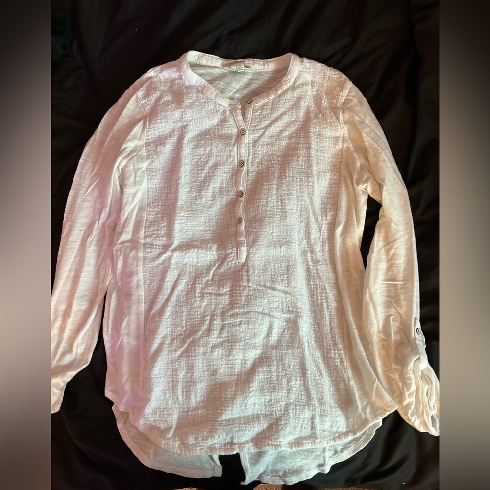 womens white henley shirt